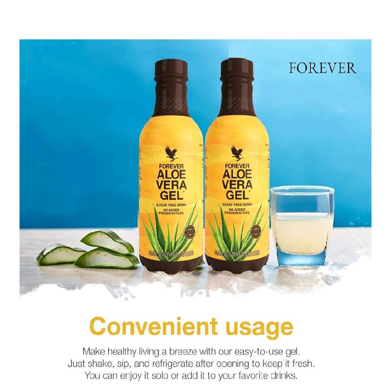 Forever Living Aloe Vera Gel Pure Inner Leaf Juice 99.7% Aloe Content Preservative Free 33.8 fl oz Beverage for Healthy Digestion & Immune Support