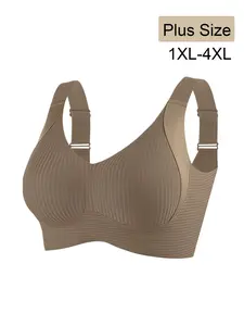 Women's Plus Size Seamless Underwire Bra, Lift & Support, Full Back Coverage, Light Thin Lining, Casual Daily Wear, Fitness Yoga Workout