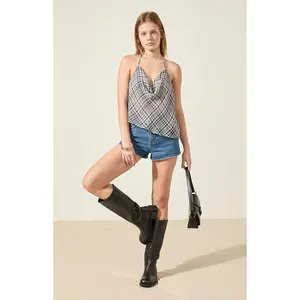 Beverly and Beck Women's Stella Plaid Cowl Neck Tank Top