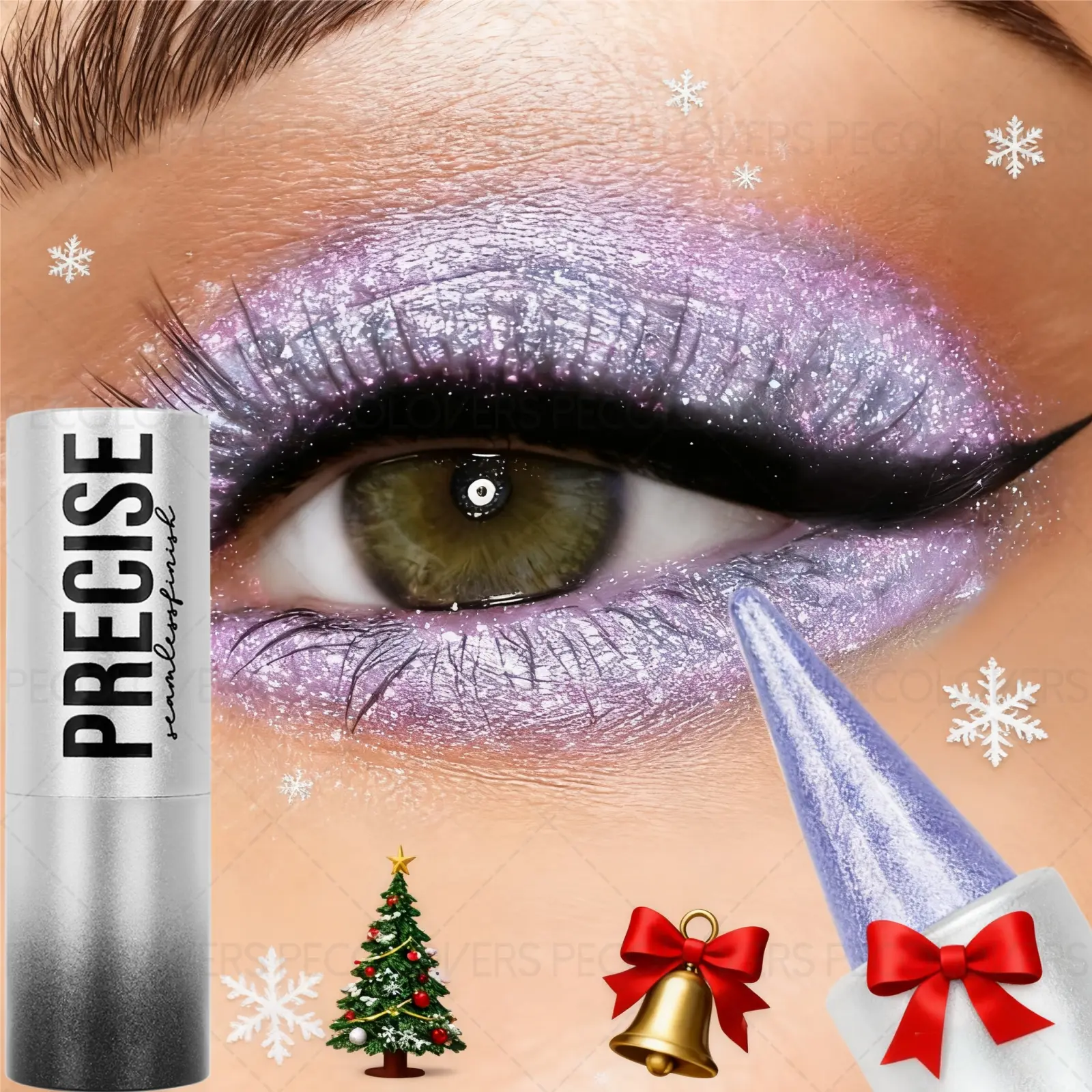 1PC Metallic Pearlescent Foiled Shimmer Luminous Eyeshadow Stick, Pointed Design, Silky Smooth, Foiled Eyeshadow Shades Purple/blue/brown, Brightening, Perfect for Christmas and Holiday Party Eye Makeup, Glitter Shimmer Eyeshadow