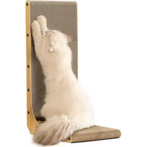 Cat Scratching Board, 26.8inch L-shaped Cat Scratching Pad, Wall-mounted, Cat Scratching Cardboard with Ball Toy, Suitable for Indoor Cats, Large Size