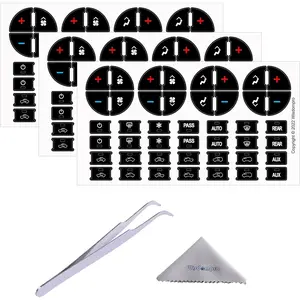 3 Pack AC Dash Button Repair Kit for Fixing Ruined Faded A/C Control Buttons, Replacement Decal Stickers with Tweezers Fit for 07-14 GM Vehicles, Car SUV Van Truck Accessories