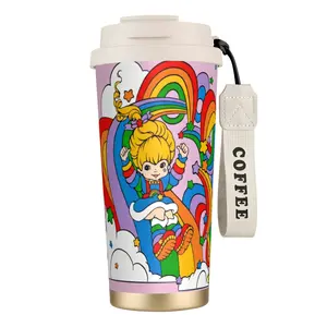 Rainbow Brite Adventure Water Bottle. Spill-Proof Design for Hiking, Camping, and Outdoor Exploration. Stay Hydrated in Style. water bottle with strap