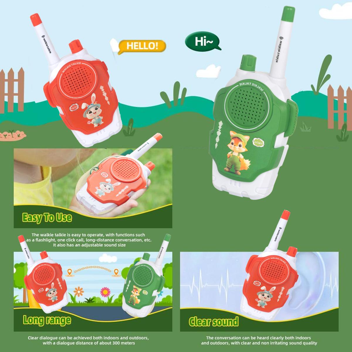 Toy suitable for girls and boys aged 3–12; children’s walkie-talkies, 2-pack, 1640.42 ft (approx. 500 m) long-range two-way communication; handheld educational toy for kids; electronic outdoor toy; ideal for camping and hiking outdoors; Christmas and grad