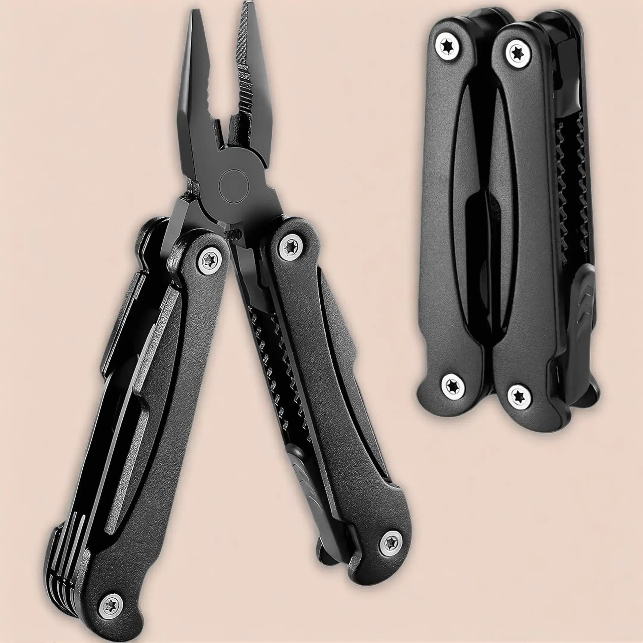 14-IN-1 Stainless Steel Multitool Pliers - Full Lock, Pocket Clip, Needle Nose, Replaceable Wire Cutters, Screwdrivers, Saw, Compact, Rust Resistant, Portable Camping Hand Tool, Ideal Gift for Guys