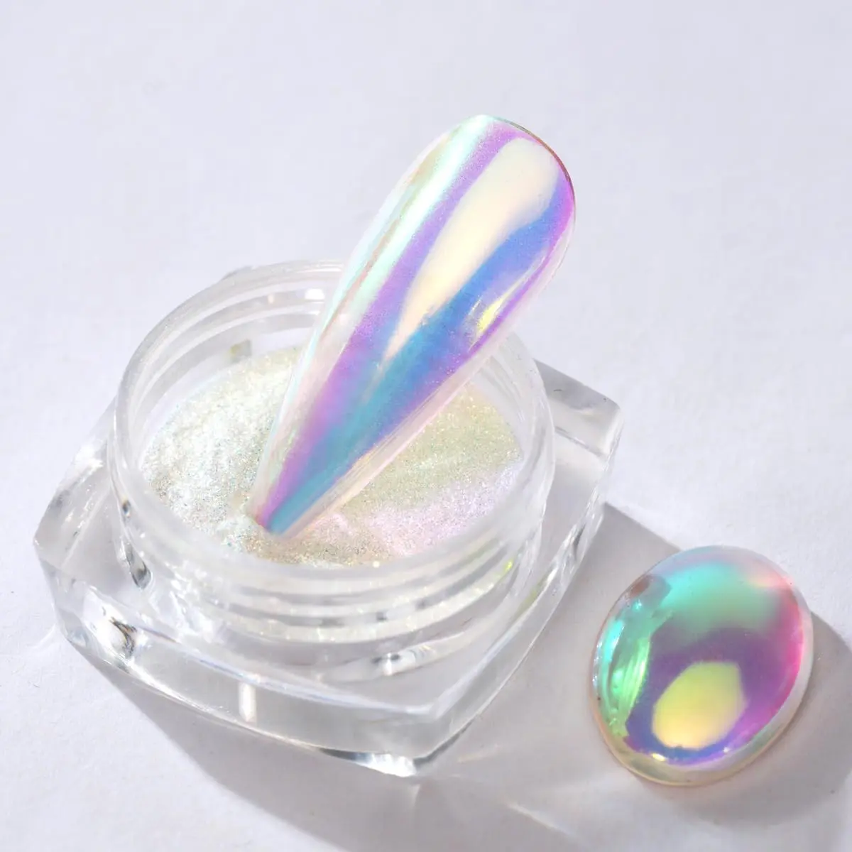Pretty Diva 0.3g Unicorn Chrome Nail Powder, Aurora Iridescent Chrome Powders for Nails, Mermaid Chrome Powder for Gel Nails Chrome Mica Powder Manicure Pigment (aurora, 0.3g)