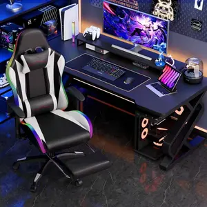 7-Point Massage System (5 Back + 2 Seat) Or 2-Point Waist Massage, Deluxe And Upgrade Version Computer Chair With Speaker + Light Strip + Adjustable Armrests,  Removable Headrest Lumbar Support, Video Game Chair, Swivel E-Sports Chair 5 Swivel Casters