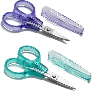Small Travel Embroidery Scissors Set Curved Straight Tip All Purpose for Quilting Sewing Knitting Crafting Cross Stitch Crochet Thread Yarn Paper Fabric Detail Multipurpose Cutting Safety Case Pafason
