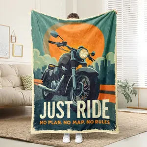 1 comfortable and free riding random flannel blanket, soft printed cooling blanket, suitable for all year round, 100% polyester, perfect gift for family and friends