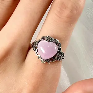 Natural Rose Quartz Ring, Pink Quartz Ring, For more jewelry, please move to the live streaming room.