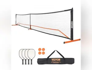 VEVOR Pickleball Net Set, 22FT Regulation Size Portable Pickleball System with Carrying Bag & Balls & Paddles, Weather Resistant Steady Metal Frame & Strong PE Net, for Outdoor Backyard Driveway