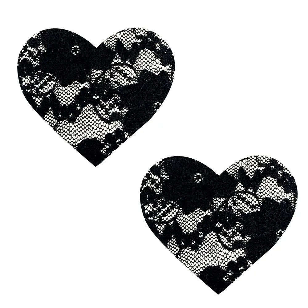 Neva Nude Black Lace Nipztix Pasties – Hypoallergenic Self-Adhesive Pasties