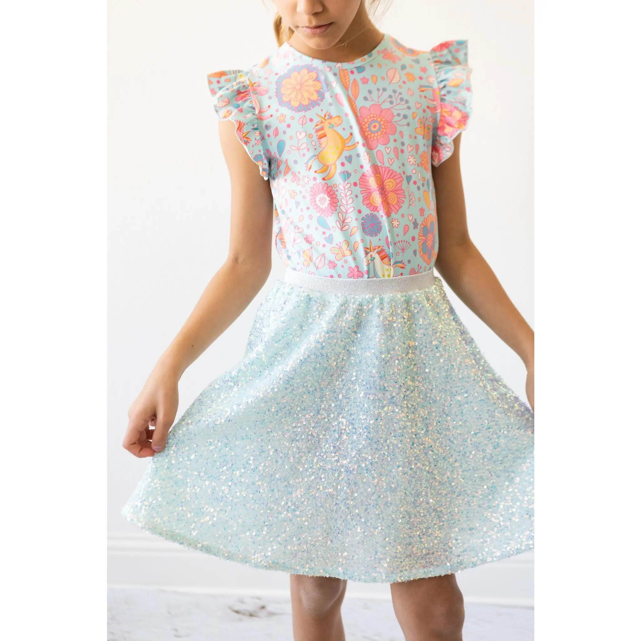 Aqua Sequin Twirl Skort