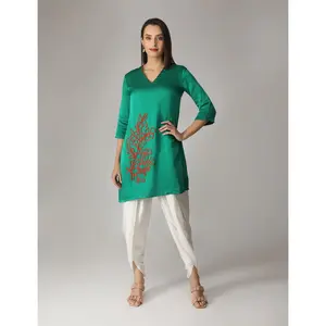 Iro Emerald Green Short Kurta With Dhoti Pants
