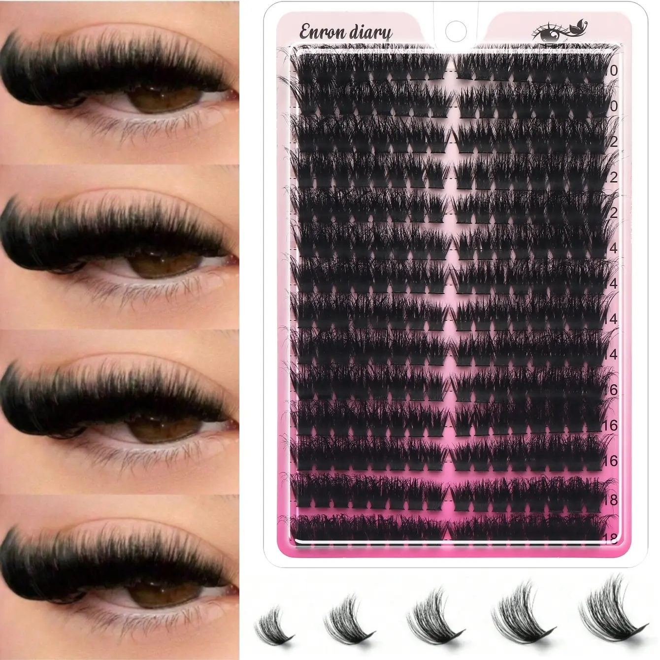 224 Pcs 100D Faux Mink Eyelashes, 14 Rows Natural 10–18 mm Mixed Individual Lash Extensions, 3D Russian Strip-Style Eyelash Clusters, Curl Cluster Lashes, Cat-Eye, Fluffy, Easy to Apply, Great as Gifts, Falsies Eyelashes, Synthetic Eyelash Extensions