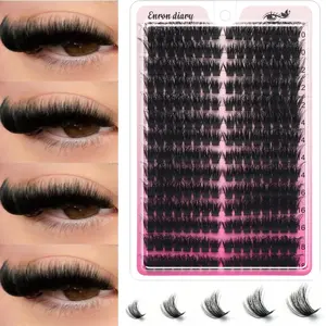 224 Pcs 100D Faux Mink Eyelashes 14 Rows Natural 10mm-18mm Mixed Eyelash Extension 3D Russian Strip Individual Eyelash Cluster Makeup Tools These false eyelashes have a cat-eye and fluffy style, are easy to apply, and can be given as gifts to women