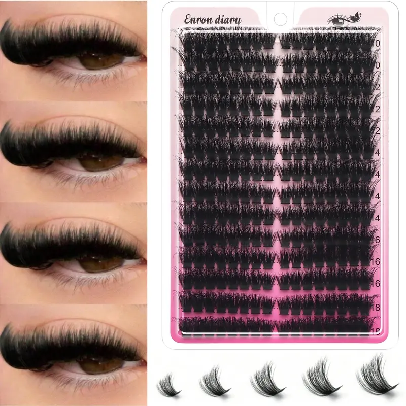224 Pcs 100D Faux Mink Eyelashes, 14 Rows Natural 10–18 mm Mixed Individual Lash Extensions, 3D Russian Strip-Style Eyelash Clusters, Curl Cluster Lashes, Cat-Eye, Fluffy, Easy to Apply, Cosmetic false lashes, Synthetic Eyelash Extensions