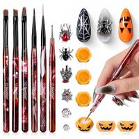 6Pcs Nail Art Brushes Halloween Edition