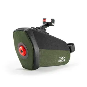 ROCK BROS Multifunctional Cycling Tail Bag With Light - USB Rechargeable, IPX6 Waterproof, 5 Lighting Modes, 0.45L Capacity, 3D Structure, Reflective Details