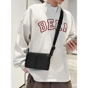 Men's Casual Solid Color Bag, Fashionable Pu Leather Crossbody Bag for Daily Used, Casual Trendy Versatile High-quality Daily Commuting Bag, Pouch