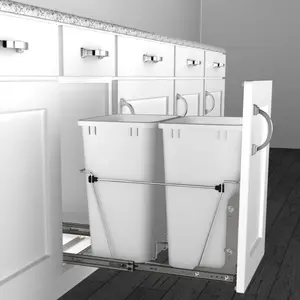 Rev-A-Shelf Double Pull Out Trash Can 35 Qt for Kitchen - Facilities & Maintenance Waste & Recycling Trash & Recycling