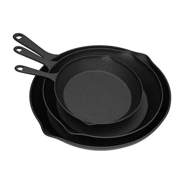 Hastings Home Set of 3 Cast Iron Pre-Seasoned Nonstick Skillets