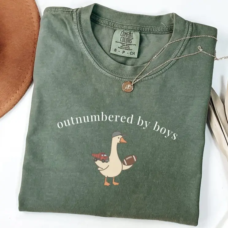 [Collection for Comfort Colors]Boy Mom Shirt, Outnumbered By Boys Funny Mom Tee, Mother Of Boys Gift, Boy Mama Life Shirt, Raising Boys Outfit, Mom Of Sons Apparel, Cute Family Humor Shirt, Mother's Day Gift For Boy Mom