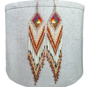 Handcrafted Beaded Earrings With Extra Long Fringe & Porcupine Quills