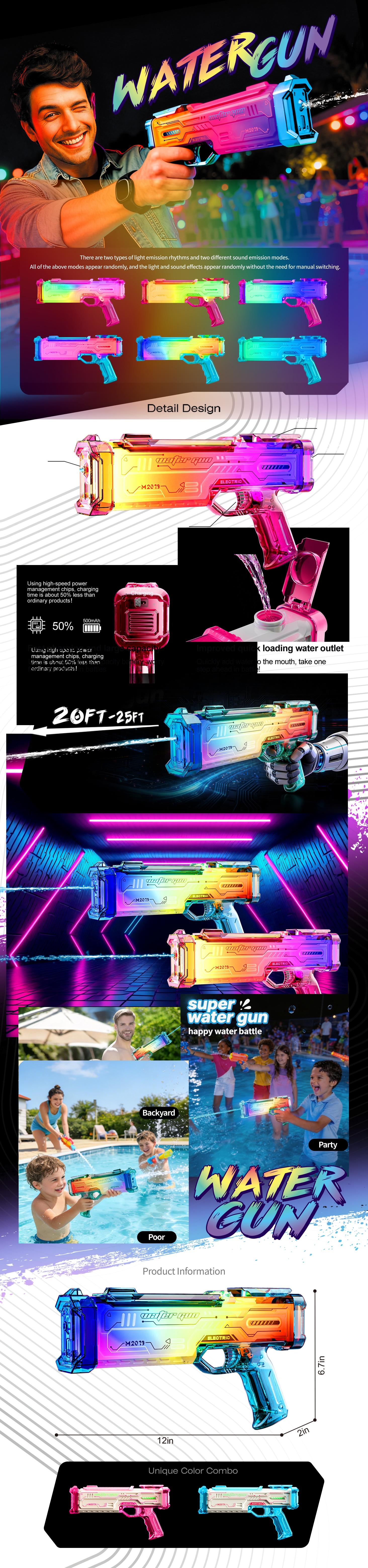 Electric Water Machine with LED Lights & Sound Effects – Automatic High-Pressure Water Blaster, Long Range, Rechargeable, Perfect for Kids & Adults, Summer Pool Parties & Outdoor Fun Electric Water Machine with LED Lights & Sound Effects – Automatic High-Pressure Water Blaster, Long Range, Rechargeable, Perfect for Kids & Adults, Summer Pool Parties & Outdoor Fun