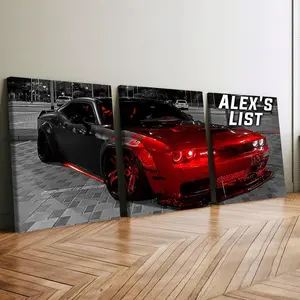 3-Piece Wood Framed Canvas Art, Car Theme Poster, Modern Home Decor, High-Definition Print, Waterproof Wall Art