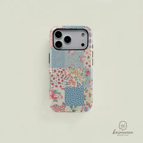 SUZIE Patterned Patchwork Flowers iPhone Casing - 2-in-1 Premium Vintage Cottage Style Cellphone Smartphone Accessory, Durable, Shock-Absorbing, Stylish, Compatible with iPhone 11-17,15 Plus,Pro,Pro Max, Ideal Birthday Gift