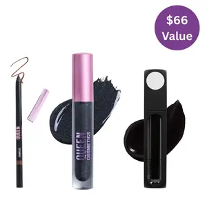 Wednesday Addams Lip Kit - Matte Lipstick, Holographic Gloss, Lip Liner - Gothic Glamour Makeup Set