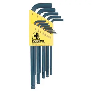 212 MAIN Bondhus BLX Series 13-Pc Steel Ball-Driver L-Wrench Set, .050-3/8 Fractional Sizes, L-Handle Grip, Hex Ball Tips