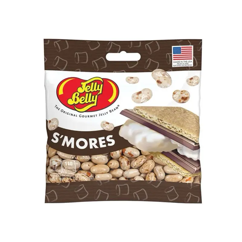 Jelly Belly S’mores Flavored Jelly Beans Candies – Sweet, Chewy Texture, Cocoa & Graham Cracker Notes, 3.5 oz Peg Bag, Trans Fat-Free, Gluten-Free Everyday Snack, 24-Month Shelf Life, Made in USA, Cupboard-Storable Treat for All Ages