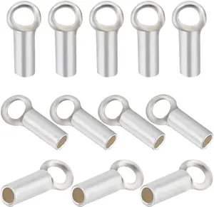 Beebeecraft 20Pcs 925 Sterling Silver Crimp End Caps Barrel with Loop Beading Wire Thread Leather Cord End for Jewelry Making DIY (Fit for 0.8mm String)