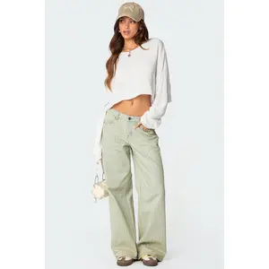 Lannah Textured Low Rise Baggy Jeans