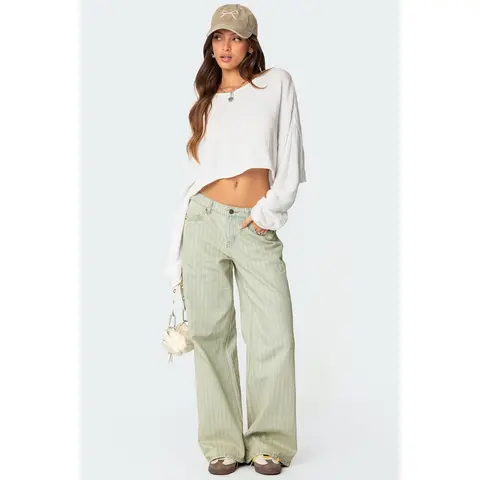 Lannah Textured Low Rise Baggy Jeans