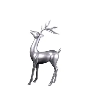 Silver Reindeer Standing Life Size Statue