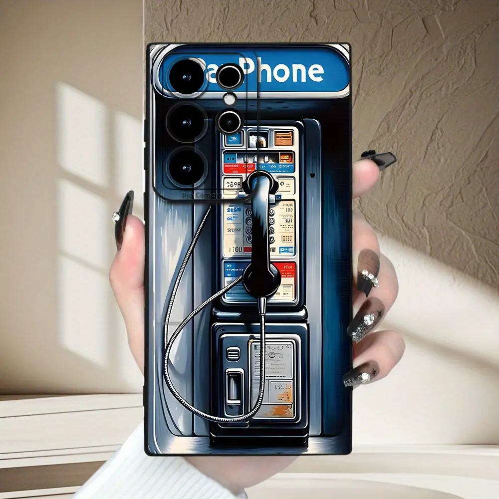 Fashionable and Durable Phone Case, Retro Telephone Booth Design, Compatible with iPhone Samsung Galaxy S26, S25 Ultra, S25 Edge, S25 Plus, S24, S24 Ultra, S23, S23 Ultra, S22, and S22 Ultra Series Models, Gallery Case