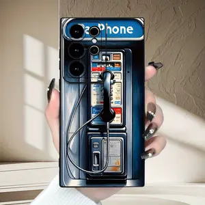 Fashionable and Durable Phone Case, Retro Telephone Booth Design, Compatible with Samsung Galaxy S25, S25 Ultra, S25 Edge, S25 Plus, S24, S24 Ultra, S23, S23 Ultra, S22, and S22 Ultra Series Models, Gallery Case A