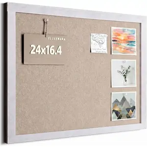 24 x 16.4 Inch Bulletin Board, Foldable Self Adhesive Felt Cork Pin Board Alternative Oatmeal Frame for Wall Office  Decor College Dorm Room Photo Display with 30 Pins(Deep Camel)