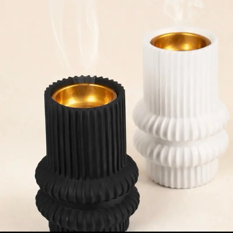 Minimalist Cylindrical Resin Scented Incense Burner with Tong - Cup Shape Aroma Diffuser, Home Use Religious Decor, Ideal Gift for Religious Decor Enthusiasts