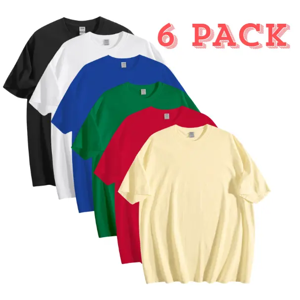 6-Pack Unisex Crewneck T-Shirts, 100% Cotton Basic Tees for Women and Men, Soft Breathable Short Sleeve Shirts, Comfortable Everyday Essentials for Casual Wear, Layering, Work, Travel, Gym and Weekend Outfits