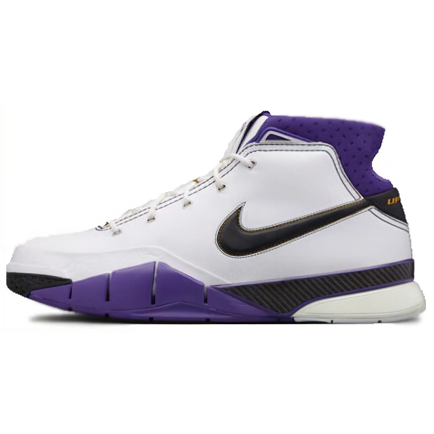 NIKE Men's Zoom Kobe 1 Protro 81 Points Retro Lace-Up Logo Mid-Top Comfortable Basketball Shoes, Black White Style AQ2728-105