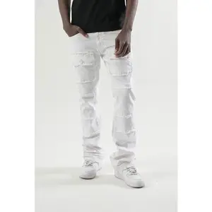 Spark 'TWill' Stacked Flare Denim With Multi Pockets (White) S3020