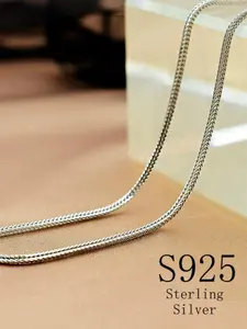 925 Sterling Silver Fox Tail Chain Necklace, Fashionable Necklace for Women & Men, Trendy All-match & Exquisite Jewelry for Birthday Gift
