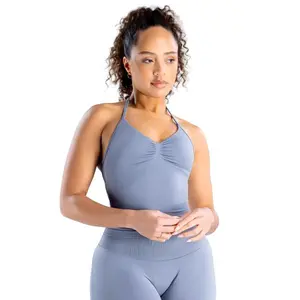 <WITH LOGO> DFYNE Longline Strappy Top and Shorts/Leggings Set - Seamless shaping design, hip-lifting design, women's sportswear set, suitable for various occasions such as yoga, fitness, cycling, hiking, running, sports, and outdoor leisure