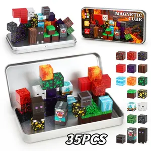 35pcs Lava Theme Magnetic Building Blocks Toy Set, Travel Set, Sensory Toys, Creative Play, Halloween, Christmas, Birthday Gift, DIY Fun for Boys and Girls