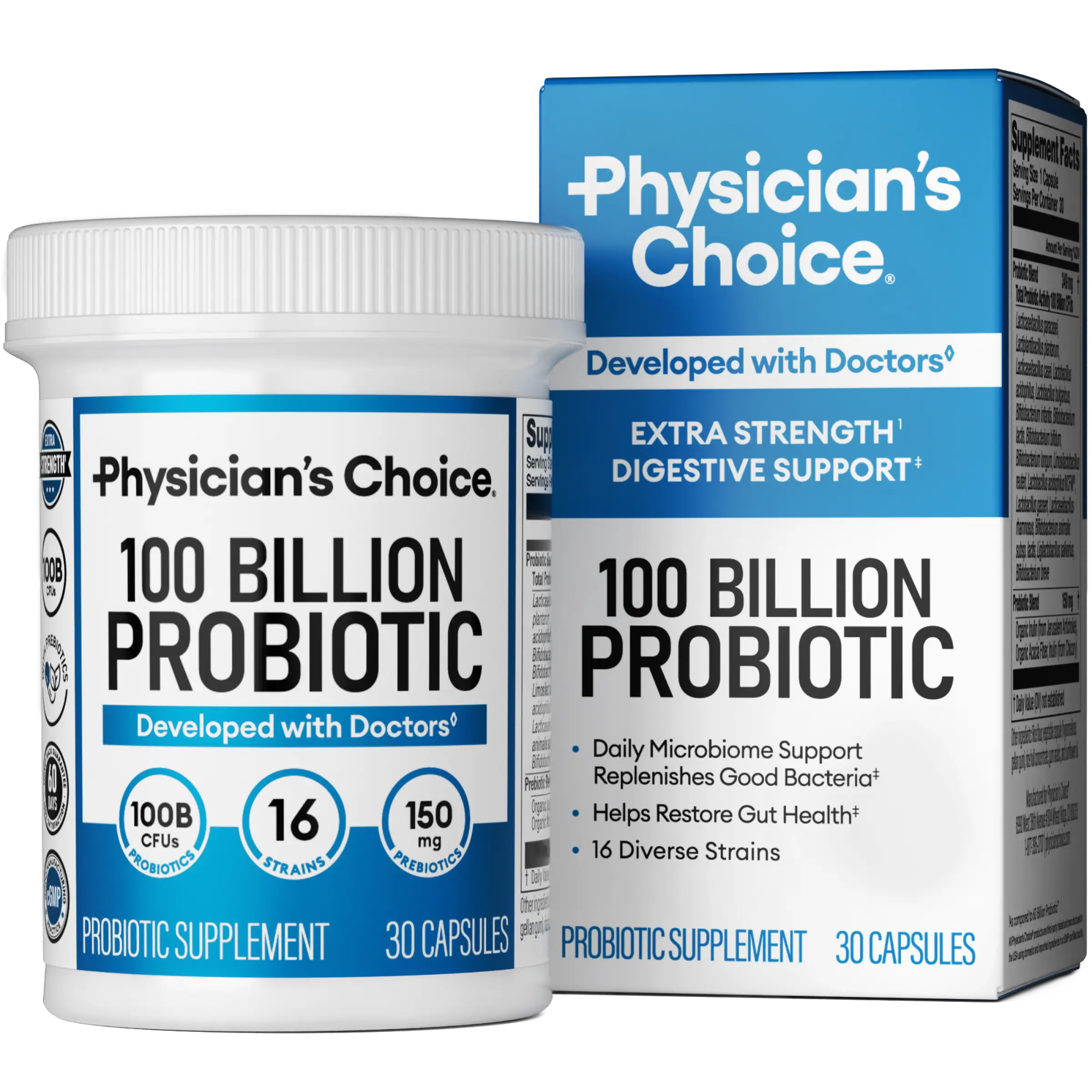 Physician's Choice 100 Billion Advanced Probiotic with 100B CFUs & 16 Strains + Prebiotics - Supports Digestion, Gas & Bloating for Men & Women