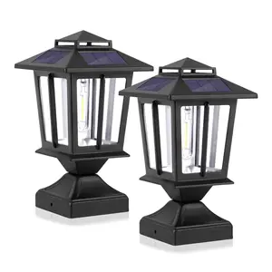 SmartYard Metal Solar Post Lights 4X4 Outdoor, Waterproof Fence Post Lights 2 Pack